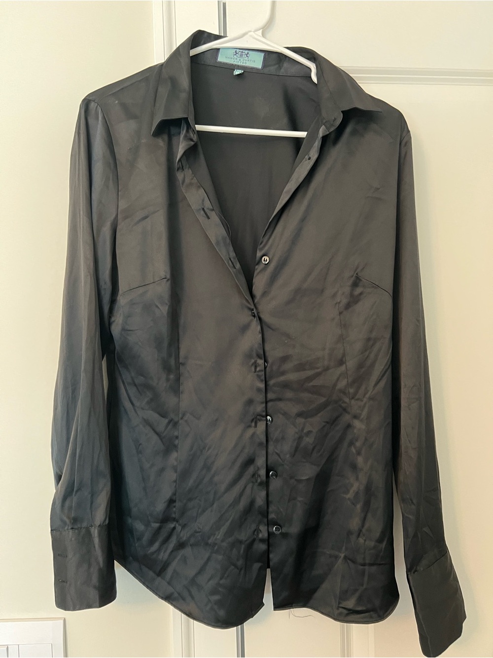 Hawes and Curtis Black Satin Blouse